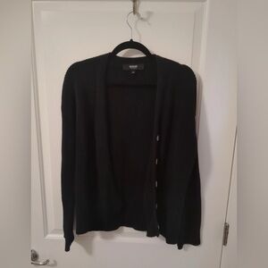 Hudson Los Angeles Women's Cardigan Black 100% Cotton Ribbed Button Down Size M